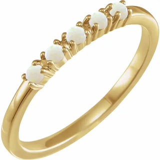 White Opal Cabochon Stackable Ring – 14K Gold