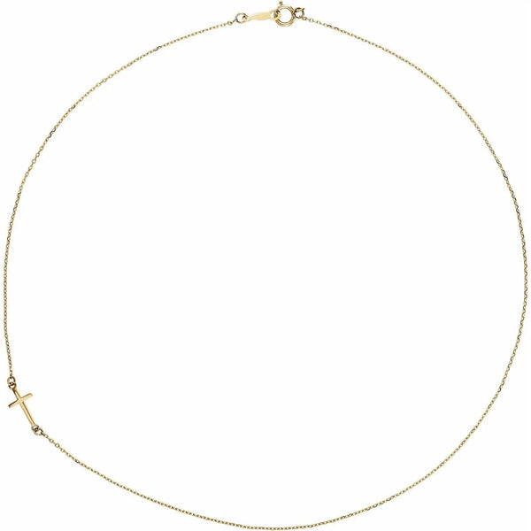 Off-Center Sideways Cross Necklace – 14K Gold - 2