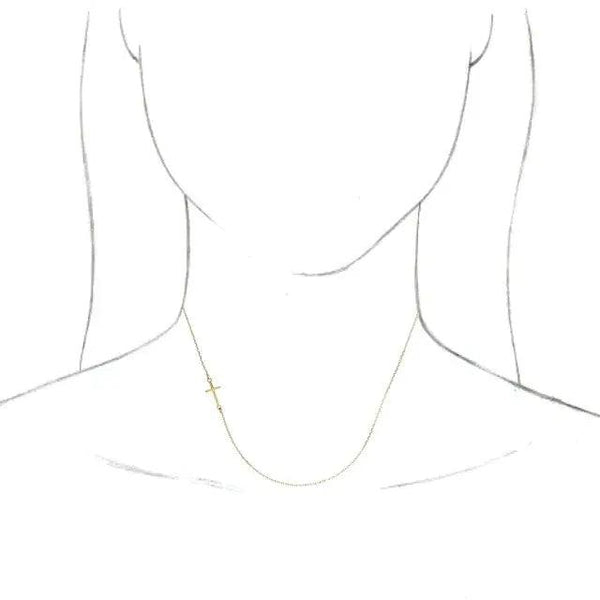 Off-Center Sideways Cross Necklace – 14K Gold - 5