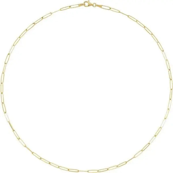 Gold Paperclip Chain Necklace – 3.85mm Width, 7 Inches - 2