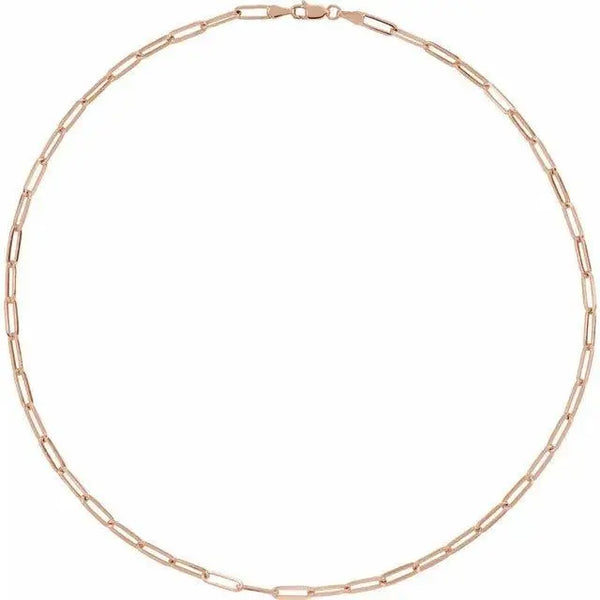 Gold Paperclip Chain Necklace – 3.85mm Width, 7 Inches - 3