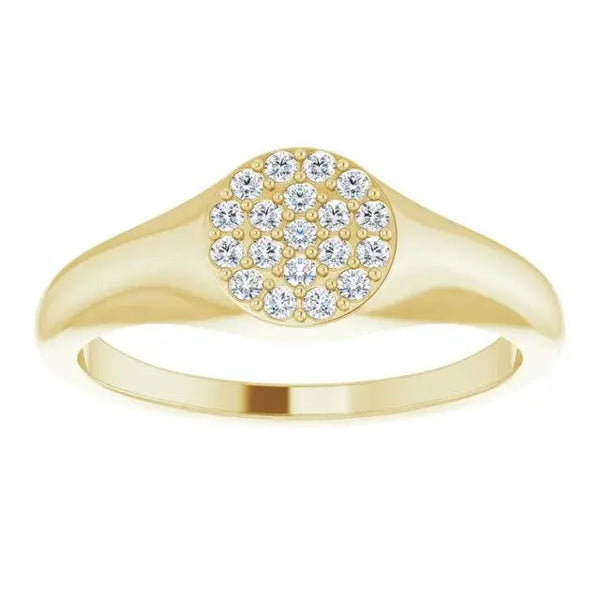 Pavé Diamond Signet Ring in 14K Gold – Luxurious Statement Jewelry for Women - 2