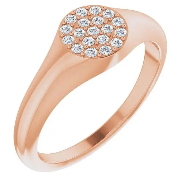 Pavé Diamond Signet Ring in 14K Gold – Luxurious Statement Jewelry for Women - 4