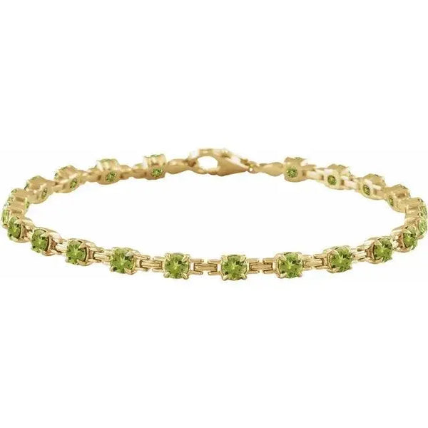 Peridot Tennis Bracelet – August Gemstone in Handcrafted Solid Gold