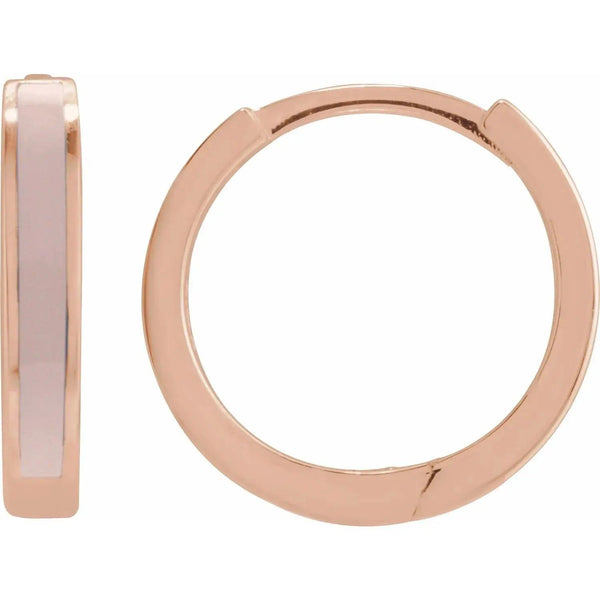 Pink Enamel Hoop Earrings – Solid Gold - 5