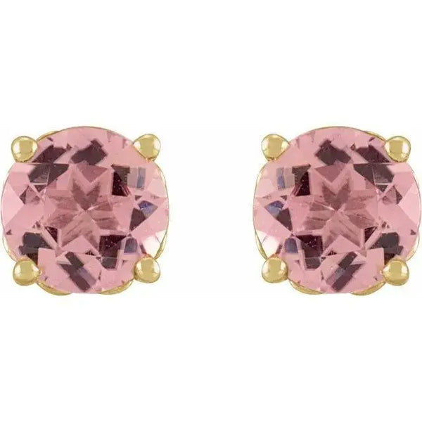 14K Gold Pink Tourmaline Stud Earrings – A Timeless October Birthstone Gift - 2