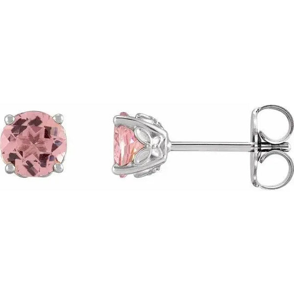 14K Gold Pink Tourmaline Stud Earrings – A Timeless October Birthstone Gift - 3