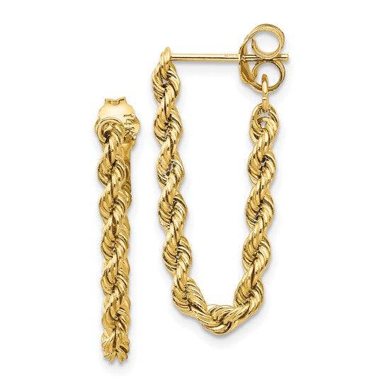 Elegant gold rope earrings with a pushback closure, crafted for everyday wear