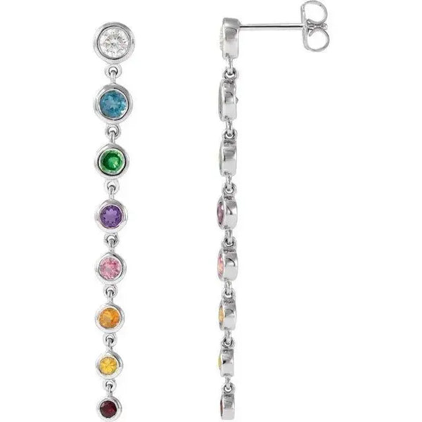 Rainbow Gemstone Drop Earrings - 2