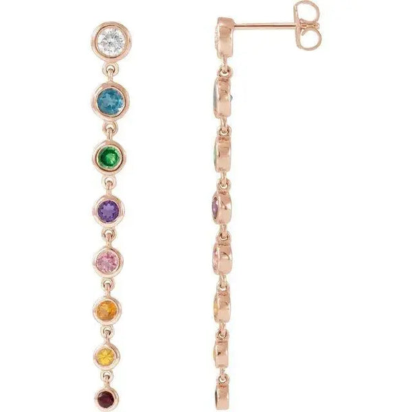 Rainbow Gemstone Drop Earrings - 3