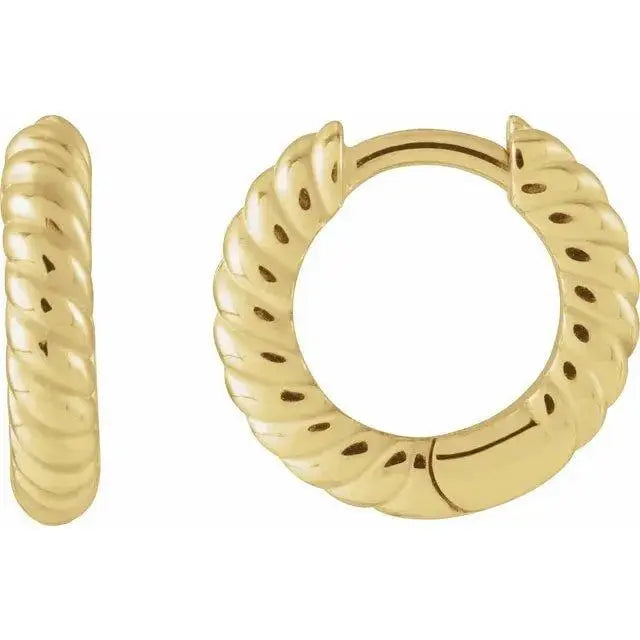 14K gold rope hoop earrings with a classic twisted design