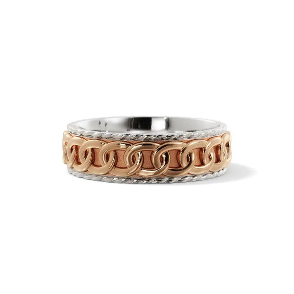 Chain Link Wedding Ring – White and Rose Gold 6mm - 3