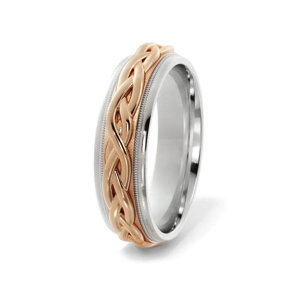 Braided Wedding Ring – White and Rose Gold 6mm - 2