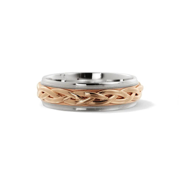 Braided Wedding Ring – White and Rose Gold 6mm - 3