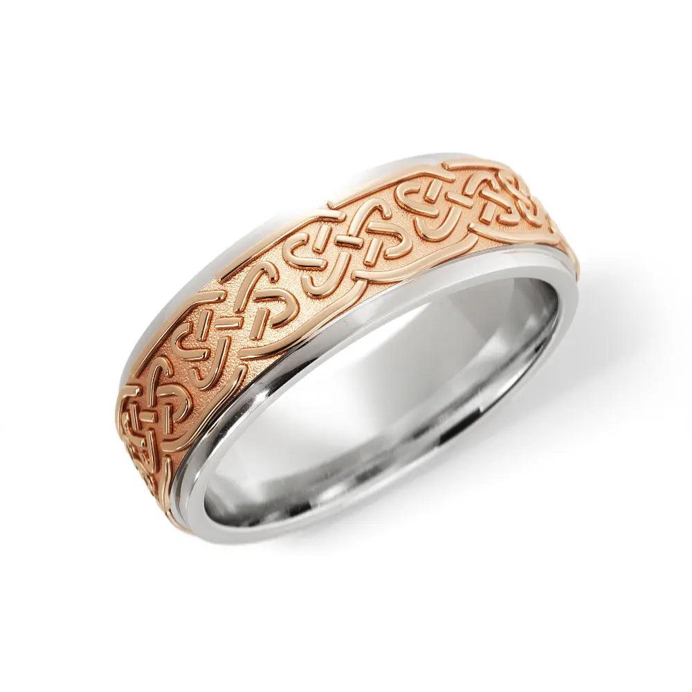 Love Celtic Wedding Ring for Men in 14k White/Rose Gold in 6mm Jimmy Leon Fine Jewelry