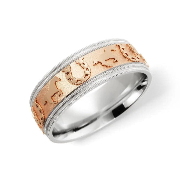 Horseshoe Wedding Ring – White and Rose Gold 6mm