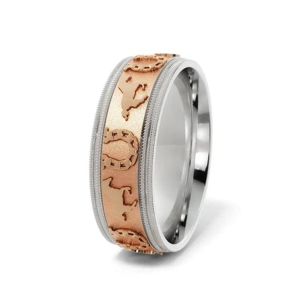 Horseshoe Wedding Ring – White and Rose Gold 6mm - 2