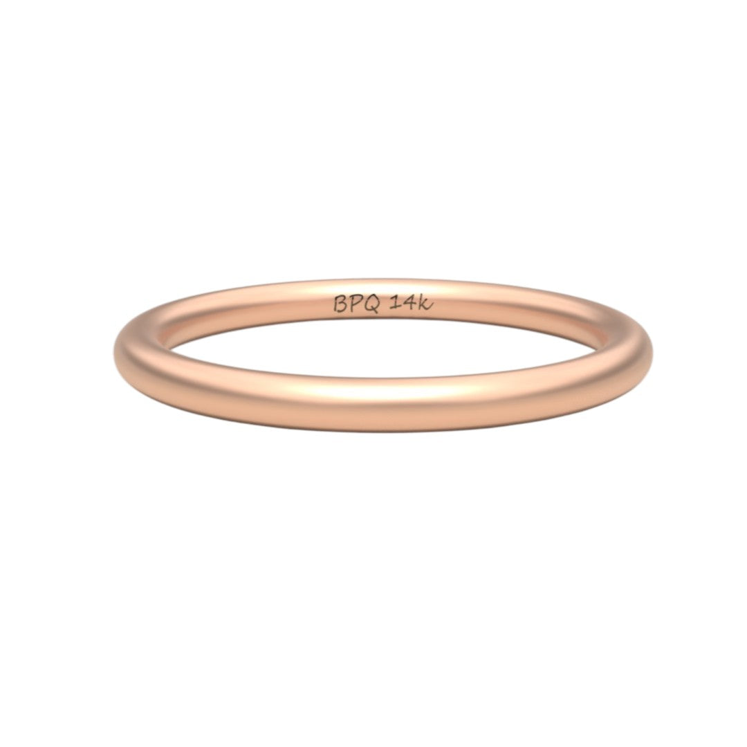 Satin-finish 2 mm wire ring in 14K rose gold – delicate matte finish band