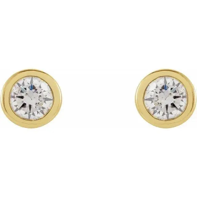 Round Diamond Bezel Stud Earrings Jimmy Leon Fine Jewelry