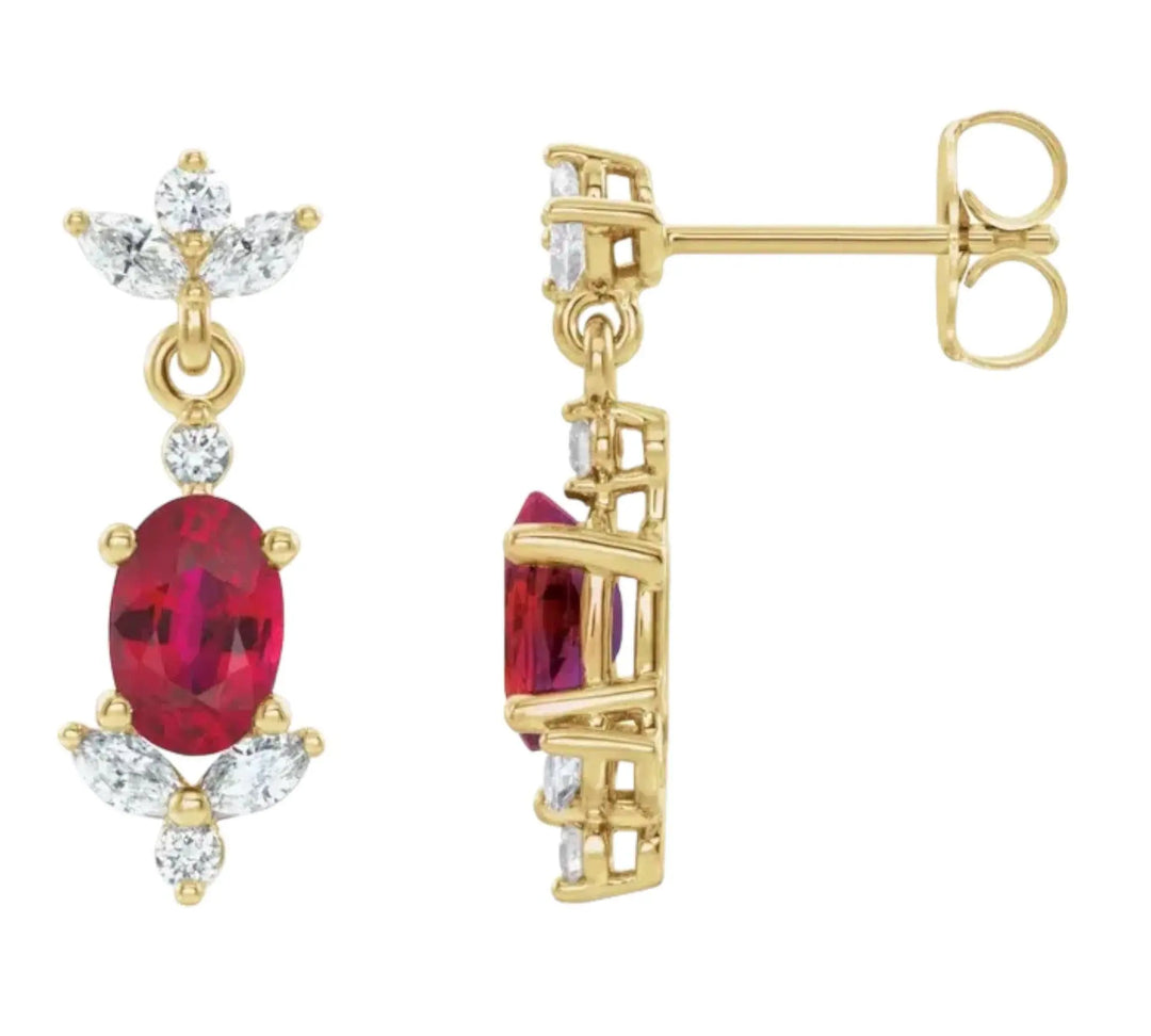 Ruby Earrings Adorned with Natural Diamonds Jimmy Leon Fine Jewelry