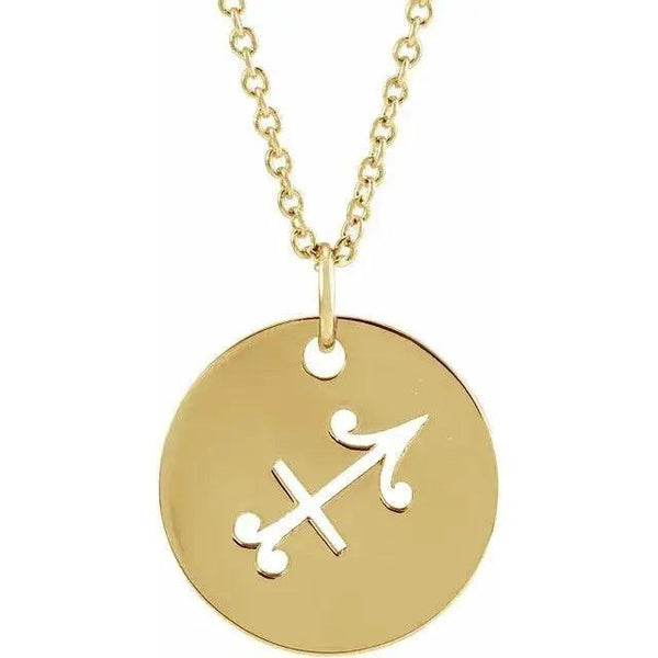 Sagittarius Zodiac Disc Necklace – Gold Jewelry