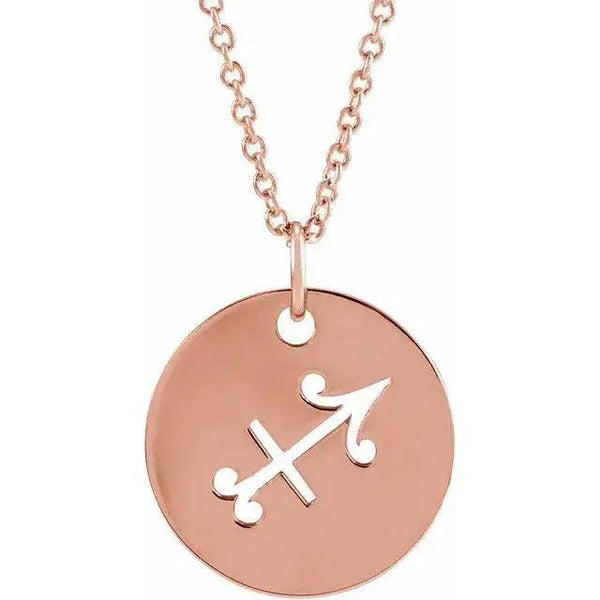 Sagittarius Zodiac Disc Necklace – Gold Jewelry - 4