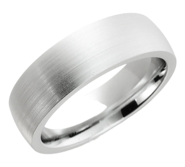 6mm Satin Finish Platinum Wedding Band – Lightweight Elegance for Men and Women