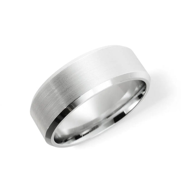 Ecliptica Satin – 6mm Satin Finish Bevel Edge Platinum Wedding Band