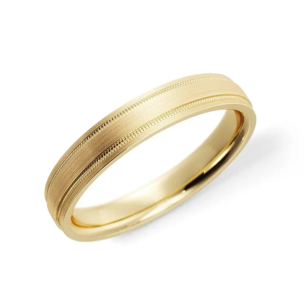 Aurelius Satin – 6mm Satin Finish Milgrain 14K Gold Wedding Band - 2