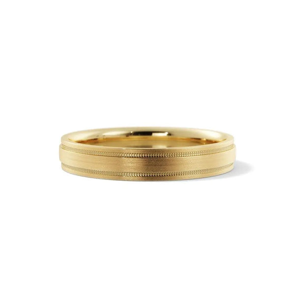 Aurelius Satin – 6mm Satin Finish Milgrain 14K Gold Wedding Band - 3