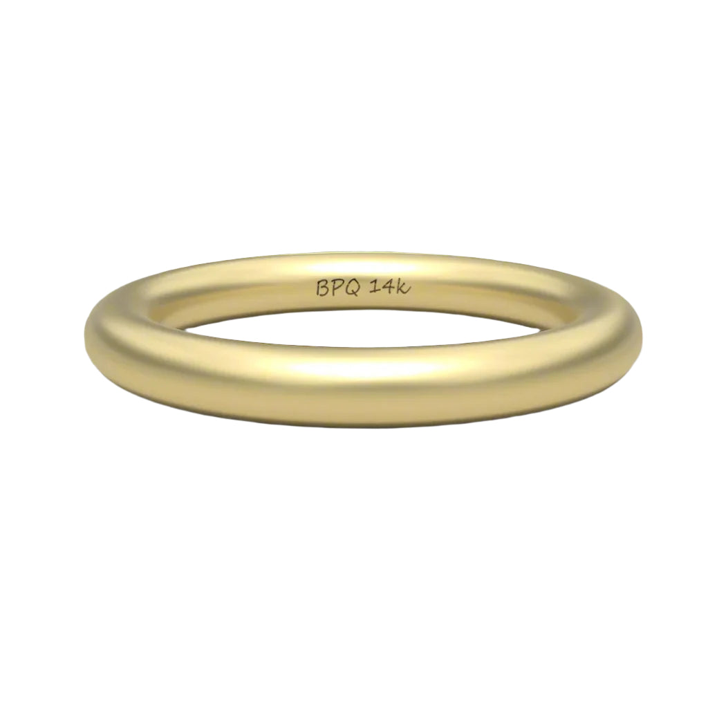 Satin-finish 3 mm wire ring in 14K yellow gold – soft matte sheen band