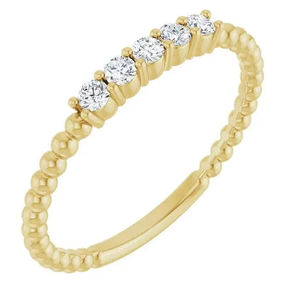 14K Gold Diamond Stackable Bead Ring – Minimalist Luxury