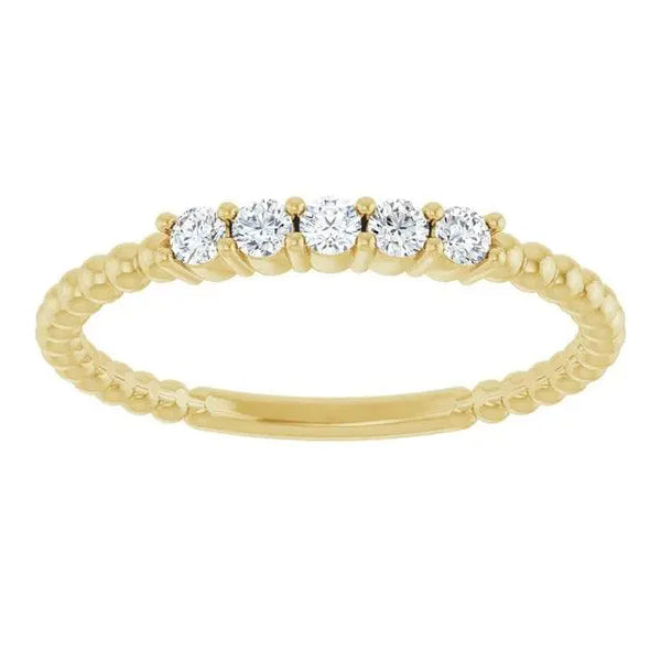 14K Gold Diamond Stackable Bead Ring – Minimalist Luxury - 2