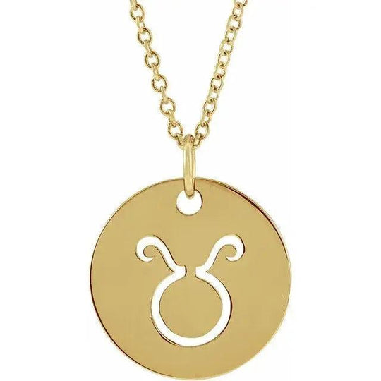 Taurus Zodiac Disc Necklace in 14k Gold Jimmy Leon Fine Jewelry