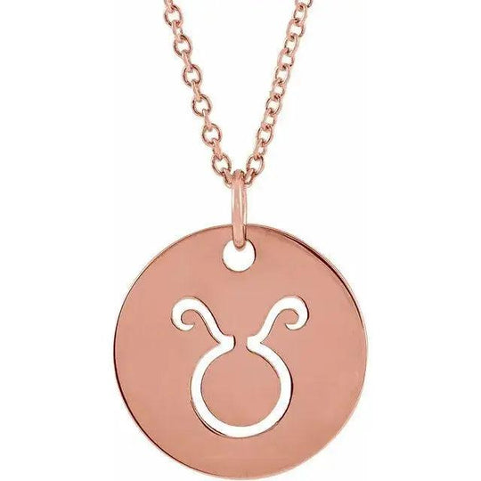 Taurus Zodiac Disc Necklace in 14k Gold Jimmy Leon Fine Jewelry