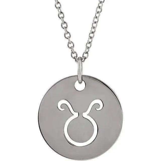 Taurus Zodiac Disc Necklace in 14k Gold Jimmy Leon Fine Jewelry