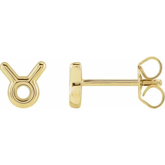 Elegant gold earrings with Taurus zodiac design