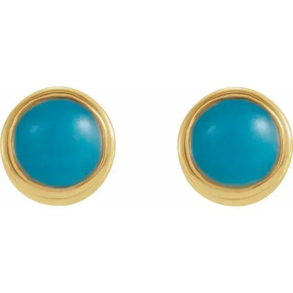 14K Gold Turquoise Bezel Stud Earrings – Vibrant Handcrafted Gemstone Jewelry - 2