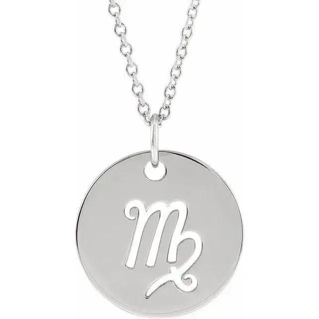 Virgo Zodiac Disc Necklace in 14k Gold Jimmy Leon Fine Jewelry