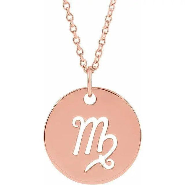 Virgo Zodiac Disc Necklace – Gold Jewelry - 4