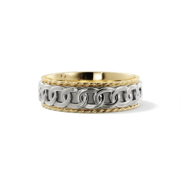 Chain Link Wedding Ring – Yellow and White Gold 6mm - 3