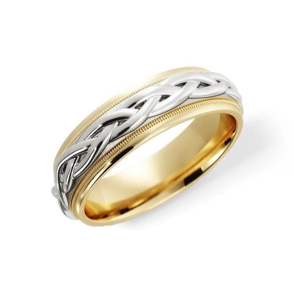 Braided Wedding Ring – Yellow and White Gold 6mm