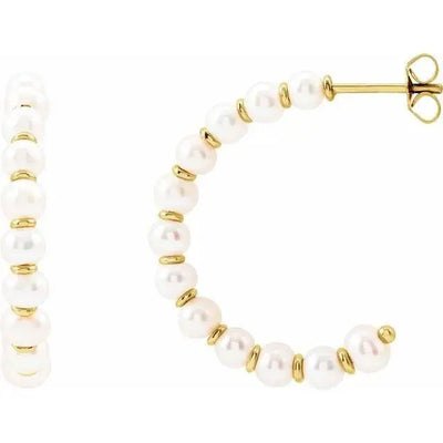 White Pearl Hoop Earrings 30.3mm