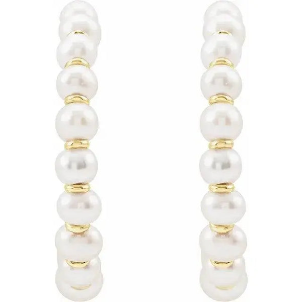 White Pearl Hoop Earrings 30.3mm - 2