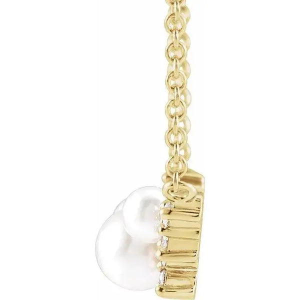 Pearl necklace adorned with diamonds - 3