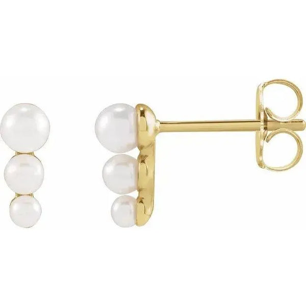 14K Gold Freshwater White Pearl Earrings – Elegant Handcrafted Jewelry