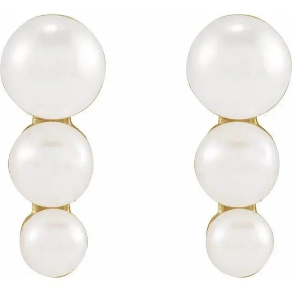 14K Gold Freshwater White Pearl Earrings – Elegant Handcrafted Jewelry - 2