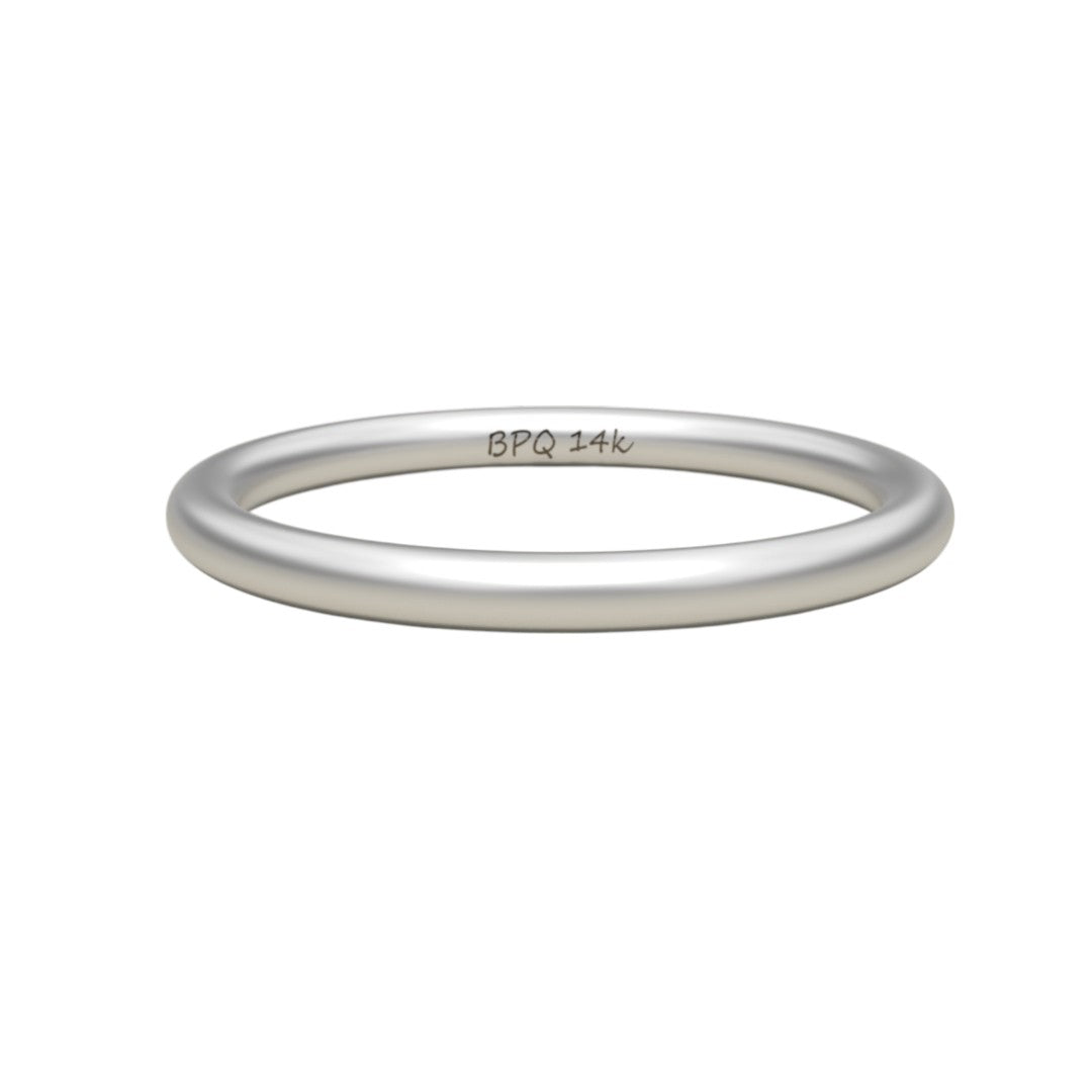 Satin-finish 2 mm wire ring in 14K white gold – soft matte sheen band