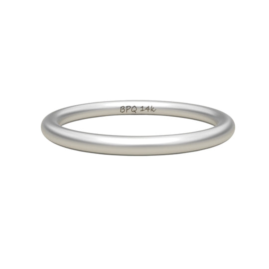 Satin-finish 2 mm wire ring in 14K white gold – soft matte sheen band