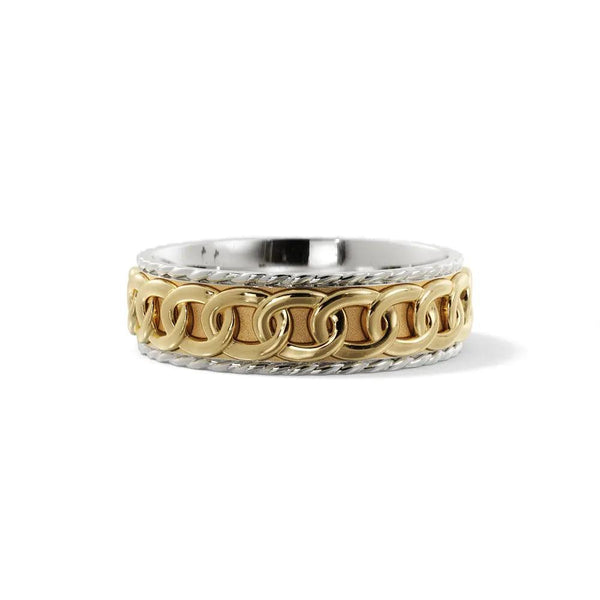 Chain Link Wedding Ring – White and Yellow Gold 6mm - 3